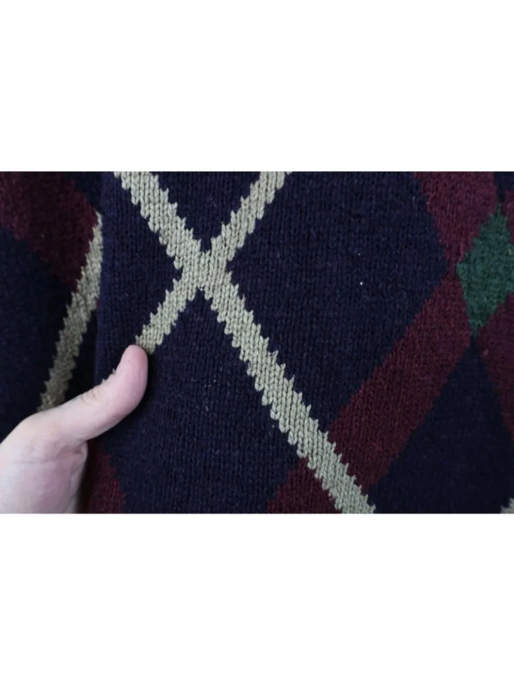 Vintage 90s Streetwear Mens XL Silk Blend Knit Argyle Diamond Crewneck Sweater